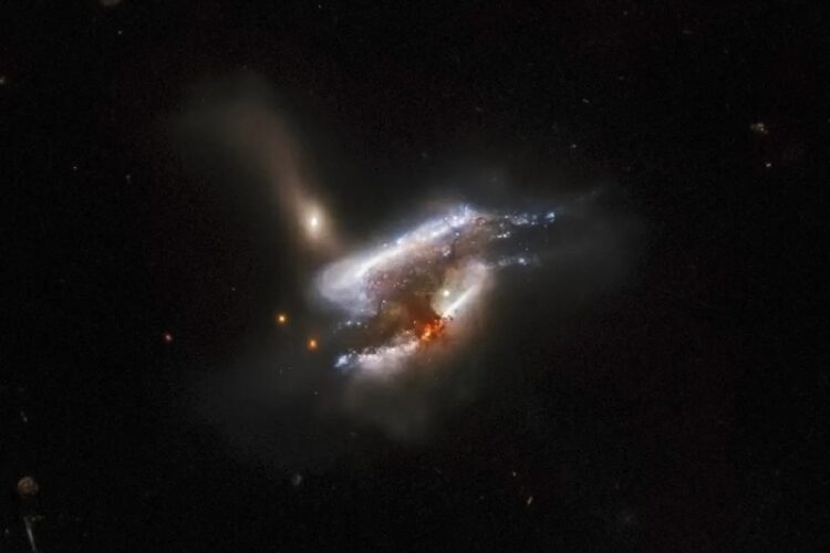 A stunning image of merging galaxies has been revealed by the James Webb Telescope