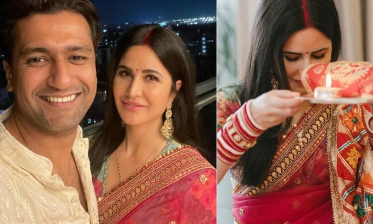 On Karwa Chauth Katrina Kaif wear Pink Saree looks beyond beautiful, also she took Blessing from her Mother-In-Law