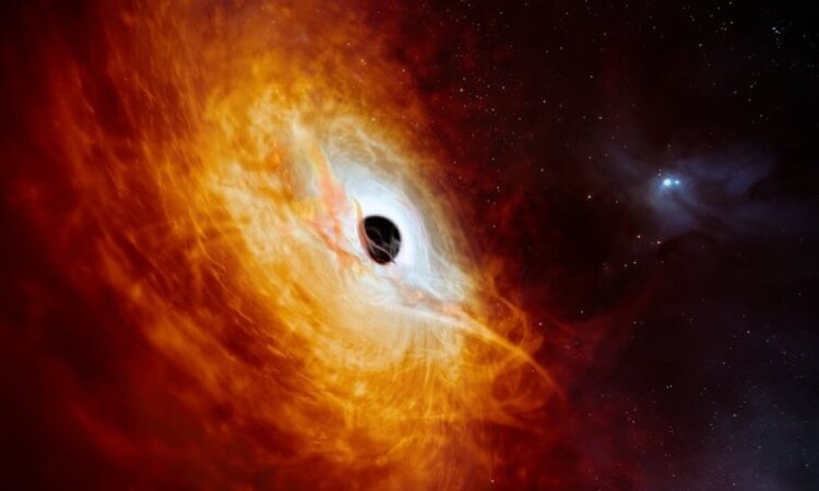 V-Shaped Enigma: Black Hole Jet Collides with Unknown Cosmic Structure